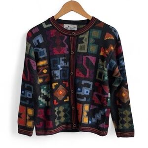 ILLARY Artesanias Baby Alpaca Peruvian Knit Cardigan Sweater